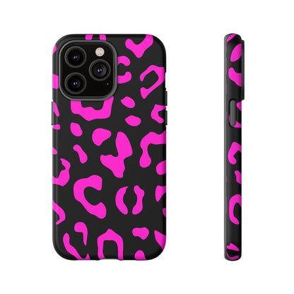 Black and Pink Leopard Print Phone Case - for Apple, Samsung, and Google Phones