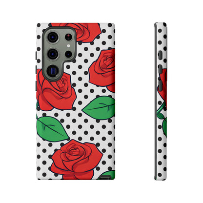 Polka Dot and Roses Phone Case - for Apple, Samsung, and Google Phones