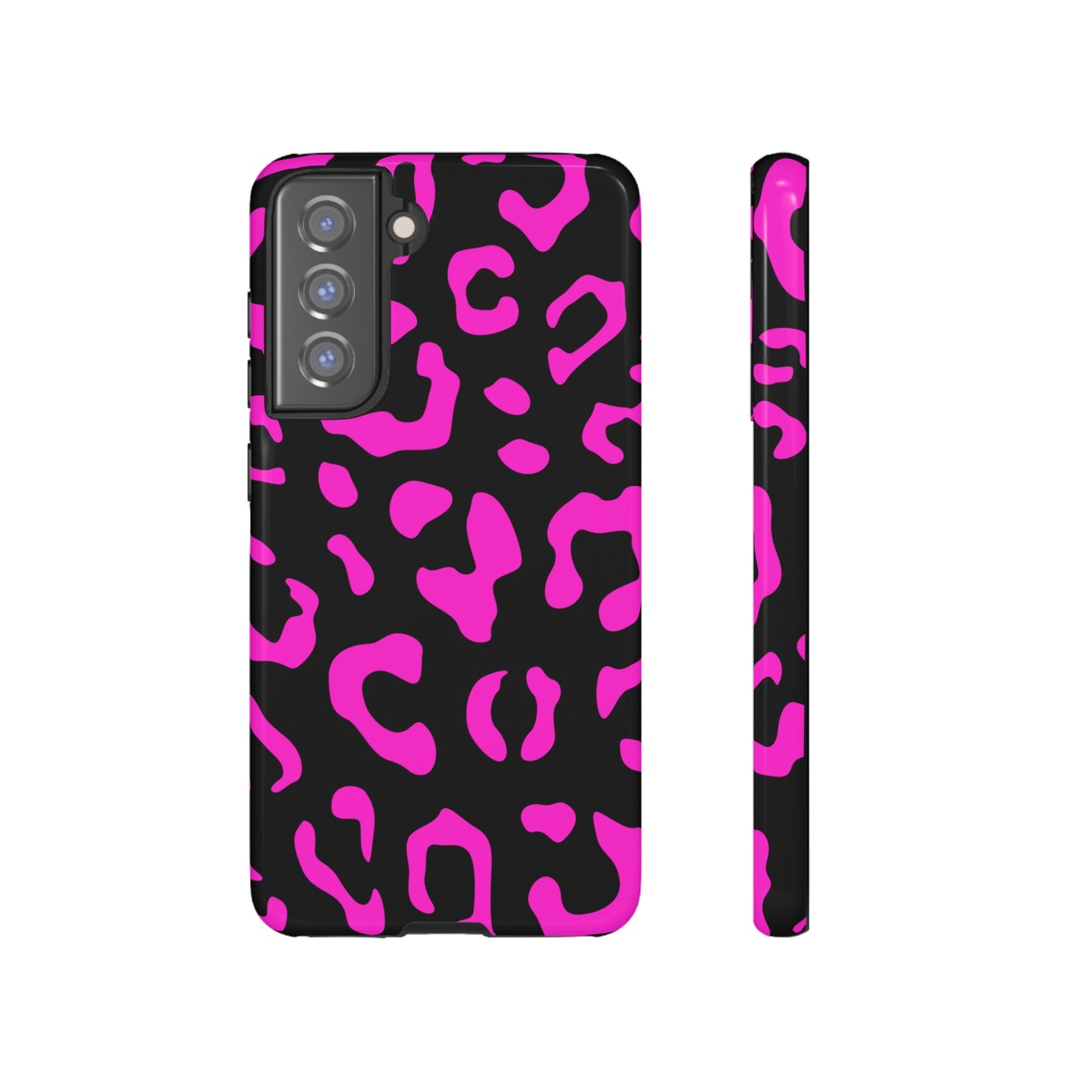 Black and Pink Leopard Print Phone Case - for Apple, Samsung, and Google Phones