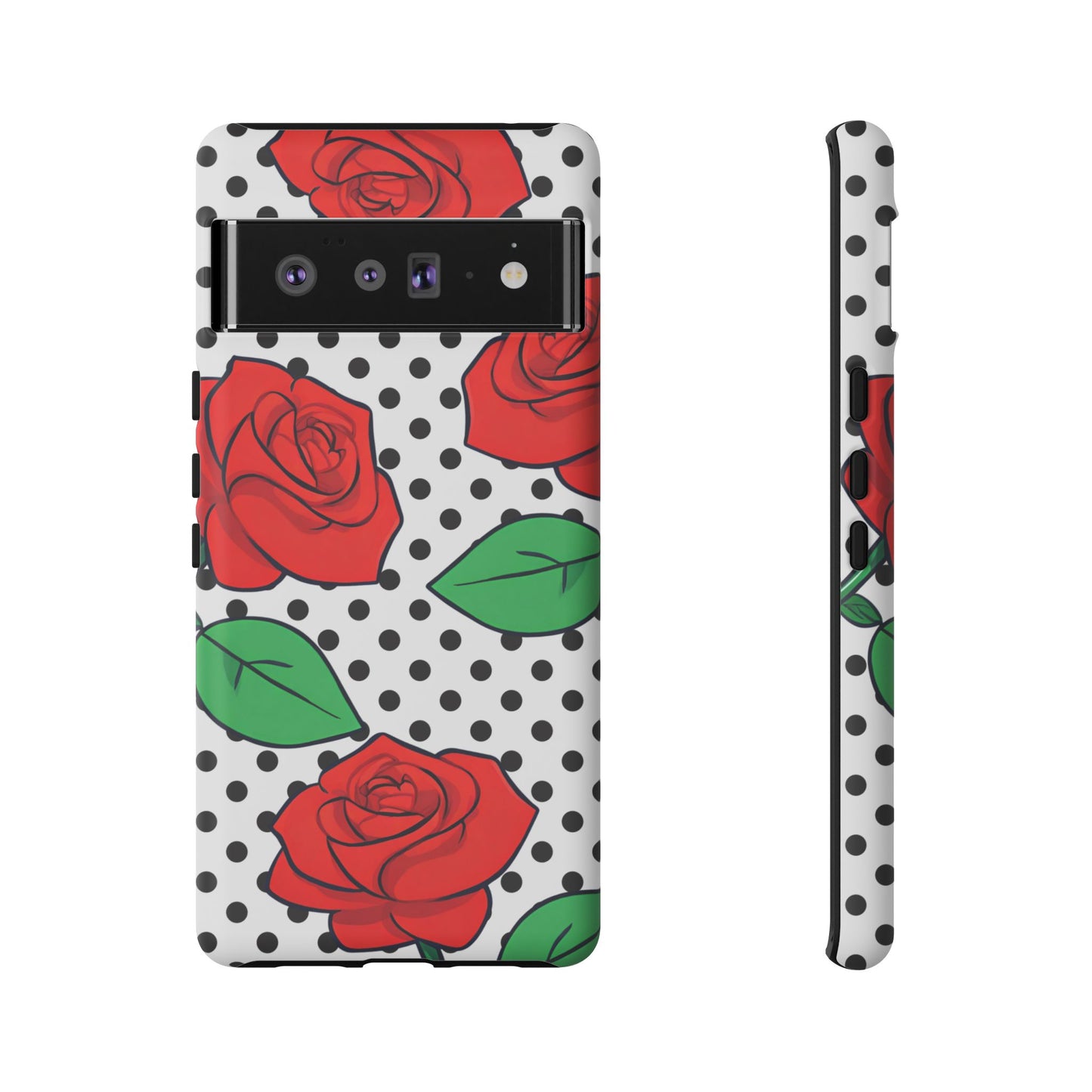 Polka Dot and Roses Phone Case - for Apple, Samsung, and Google Phones