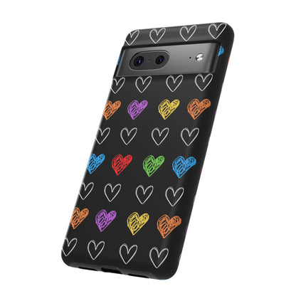 Colored Hearts Phone Case - for Apple, Samsung, and Google Phones