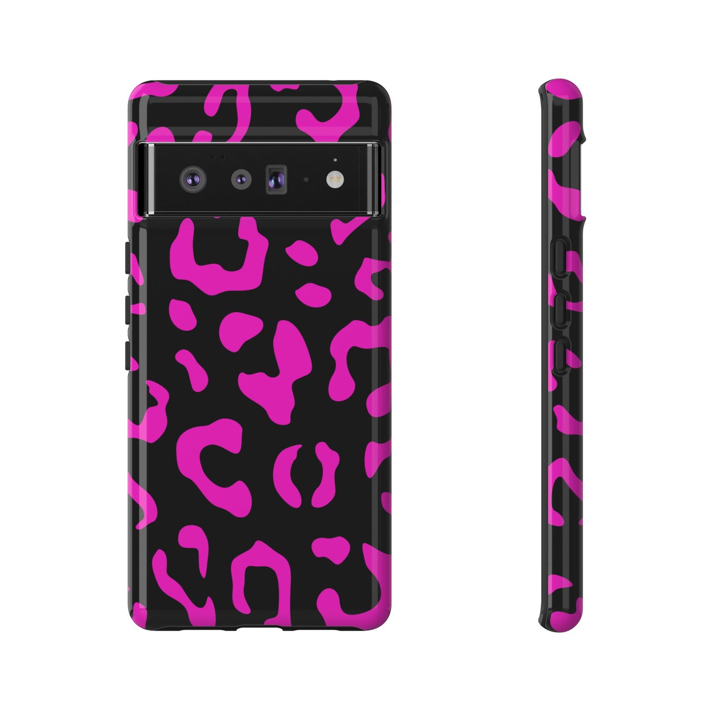 Black and Pink Leopard Print Phone Case - for Apple, Samsung, and Google Phones