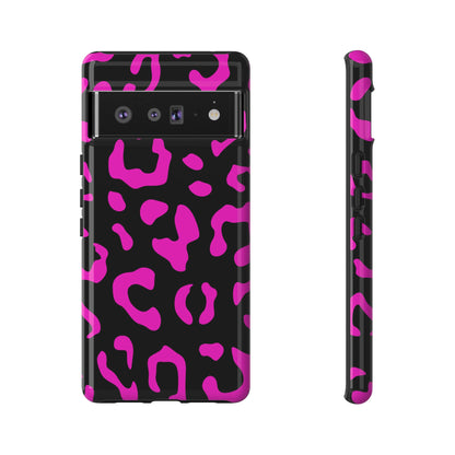 Black and Pink Leopard Print Phone Case - for Apple, Samsung, and Google Phones