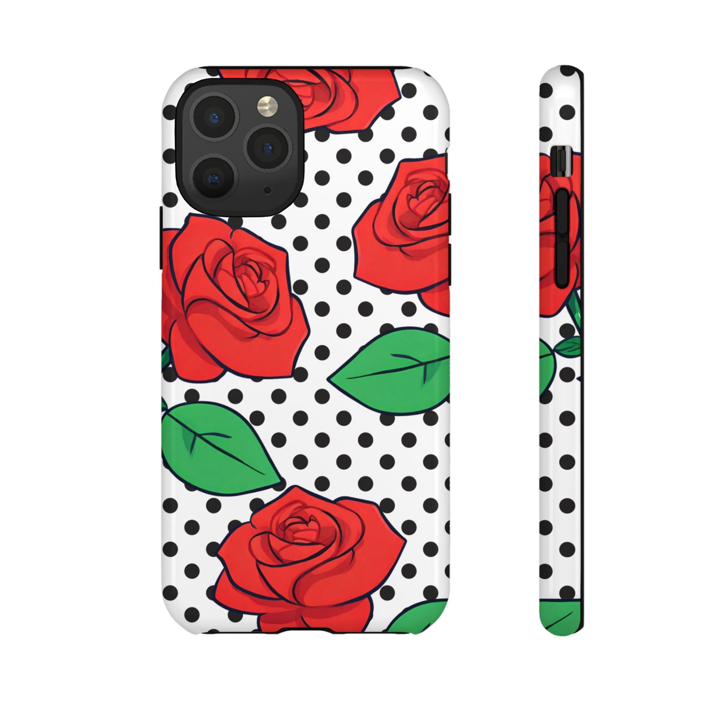 Polka Dot and Roses Phone Case - for Apple, Samsung, and Google Phones