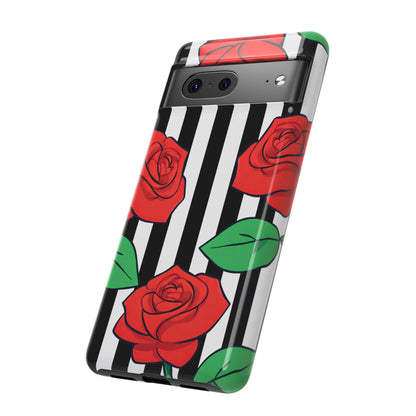 Stripes and Roses Phone Case - for Apple, Samsung, and Google Phones