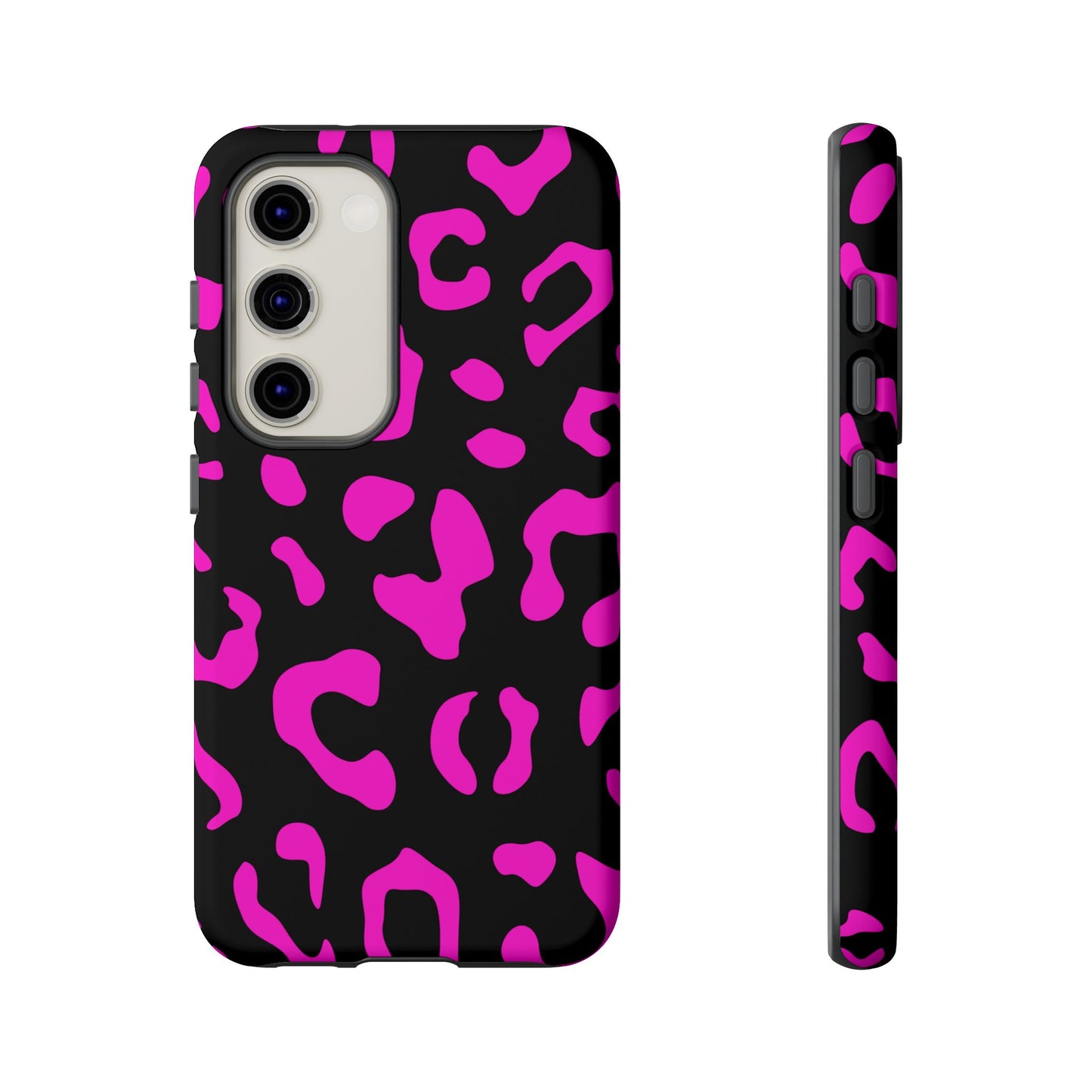 Black and Pink Leopard Print Phone Case - for Apple, Samsung, and Google Phones