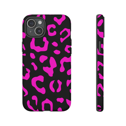 Black and Pink Leopard Print Phone Case - for Apple, Samsung, and Google Phones