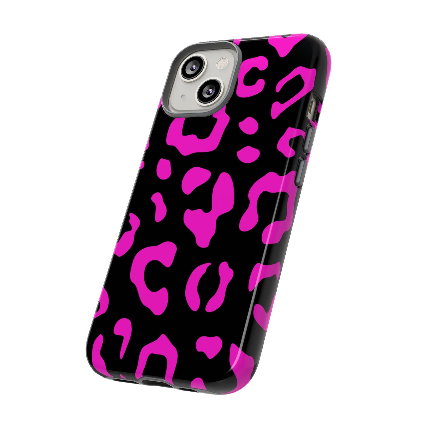 Black and Pink Leopard Print Phone Case - for Apple, Samsung, and Google Phones