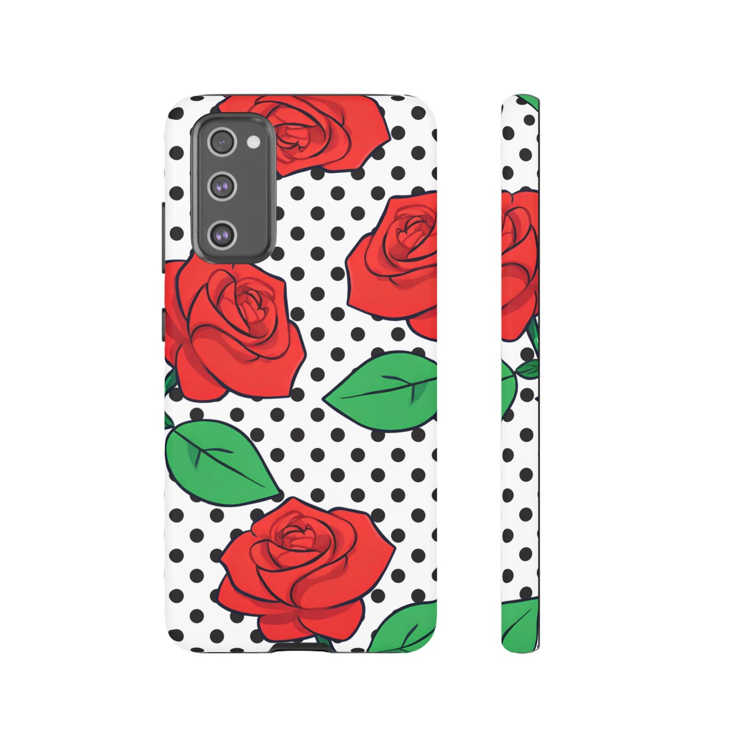 Polka Dot and Roses Phone Case - for Apple, Samsung, and Google Phones