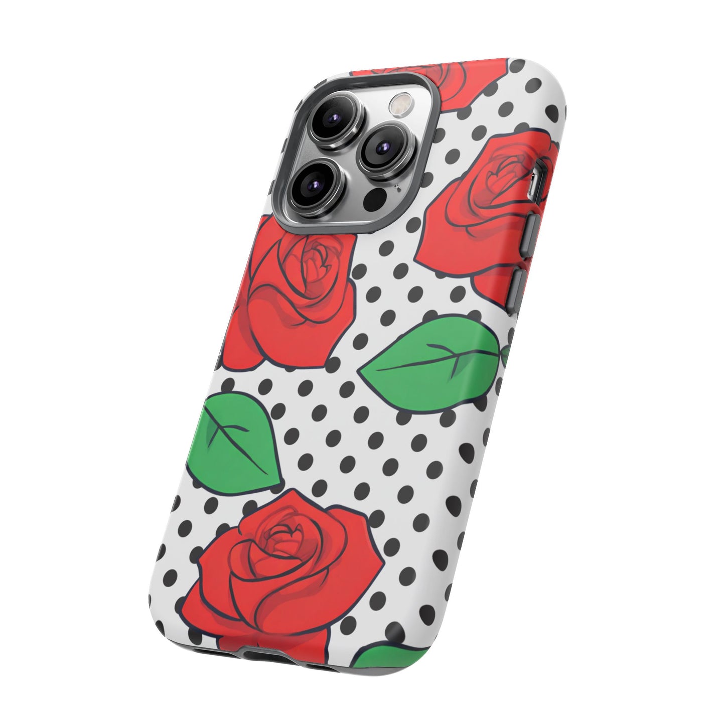 Polka Dot and Roses Phone Case - for Apple, Samsung, and Google Phones