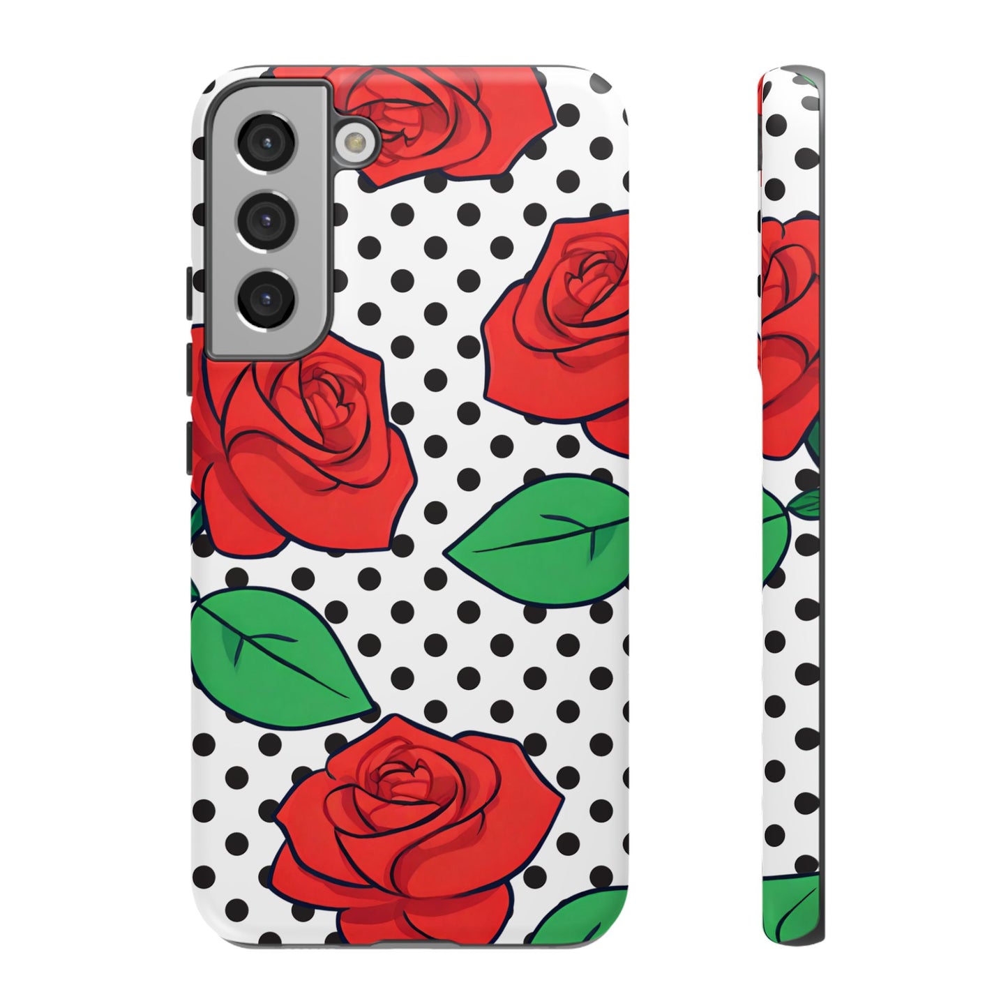 Polka Dot and Roses Phone Case - for Apple, Samsung, and Google Phones