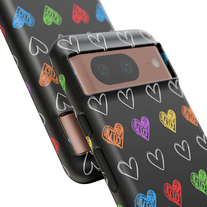 Colored Hearts Phone Case - for Apple, Samsung, and Google Phones