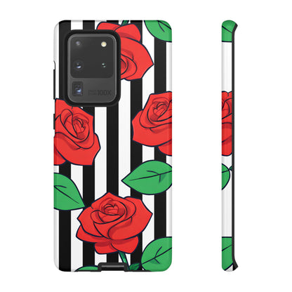 Stripes and Roses Phone Case - for Apple, Samsung, and Google Phones