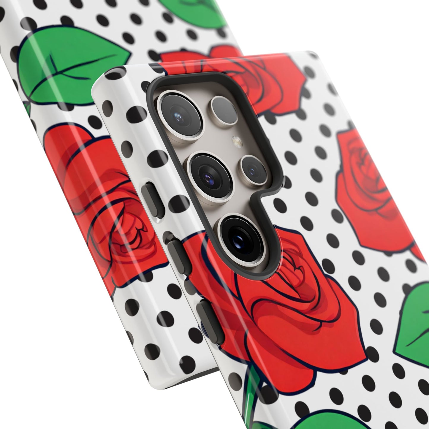 Polka Dot and Roses Phone Case - for Apple, Samsung, and Google Phones