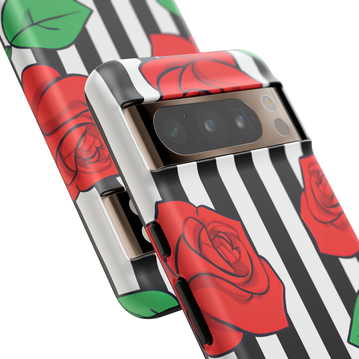 Stripes and Roses Phone Case - for Apple, Samsung, and Google Phones