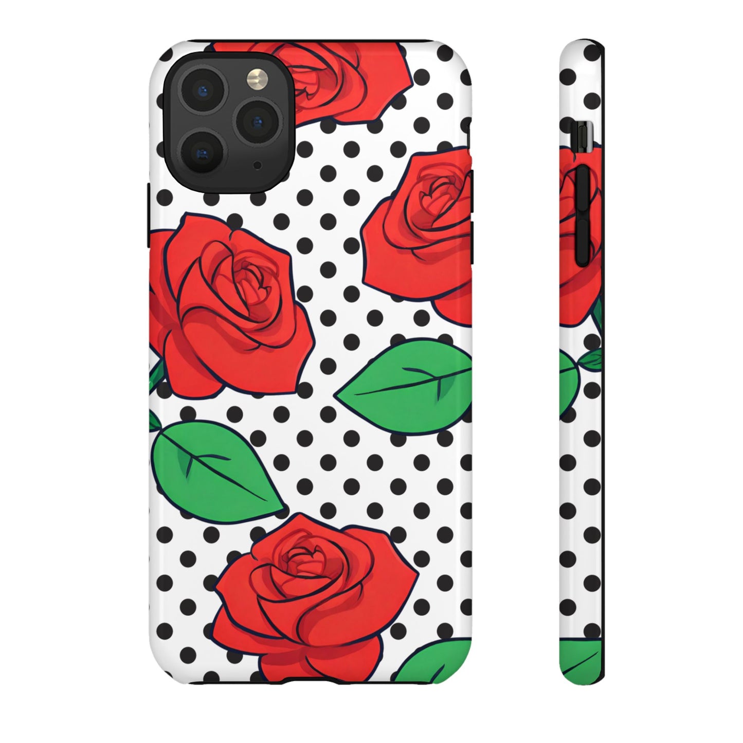 Polka Dot and Roses Phone Case - for Apple, Samsung, and Google Phones