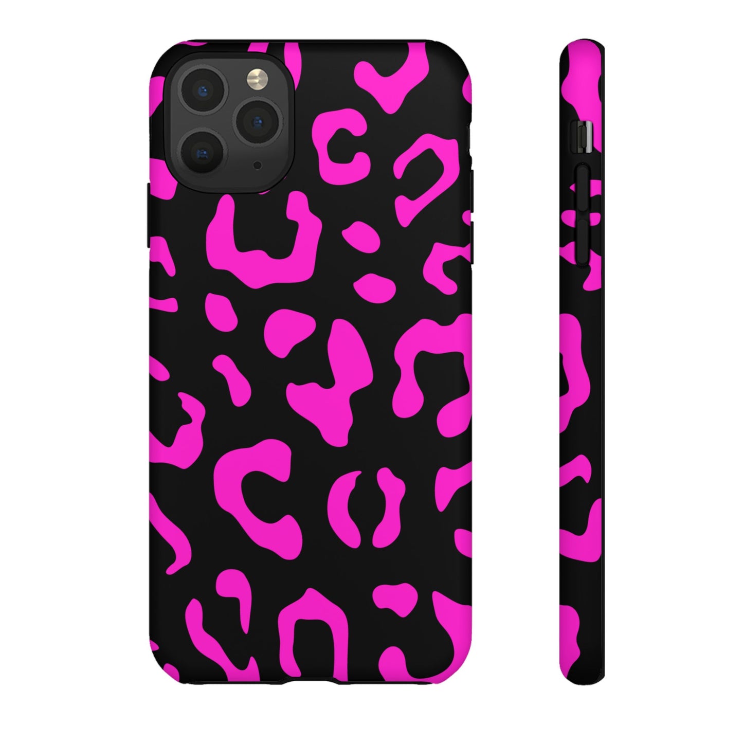 Black and Pink Leopard Print Phone Case - for Apple, Samsung, and Google Phones