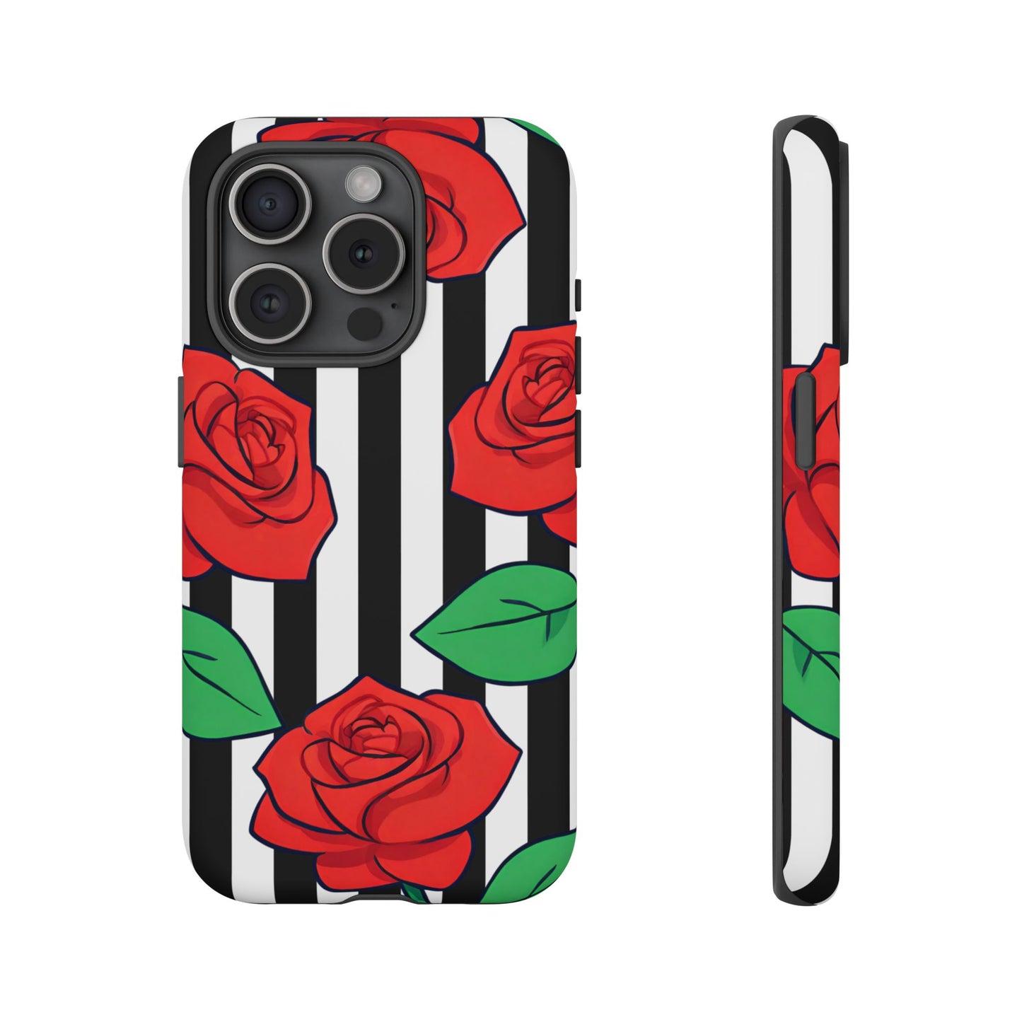 Stripes and Roses Phone Case - for Apple, Samsung, and Google Phones