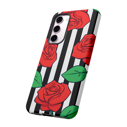 Stripes and Roses Phone Case - for Apple, Samsung, and Google Phones