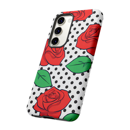 Polka Dot and Roses Phone Case - for Apple, Samsung, and Google Phones