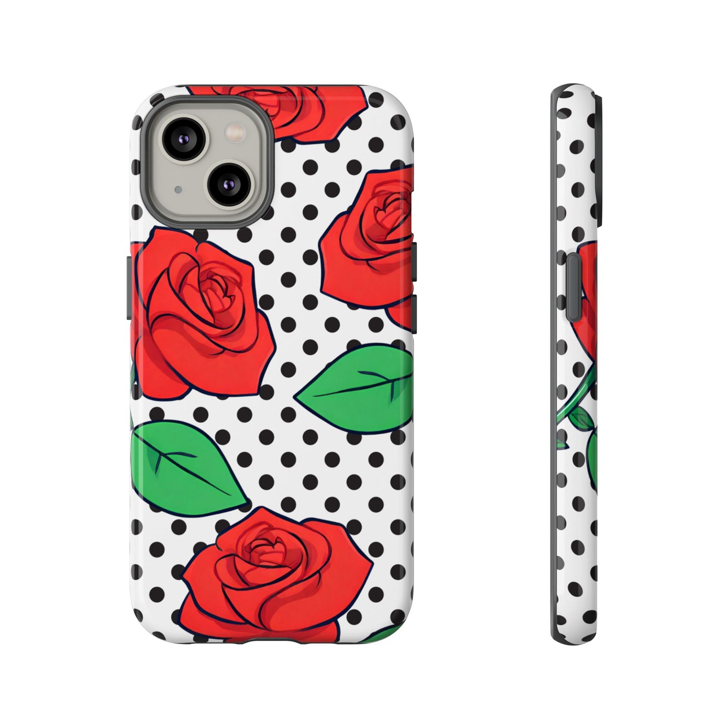 Polka Dot and Roses Phone Case - for Apple, Samsung, and Google Phones