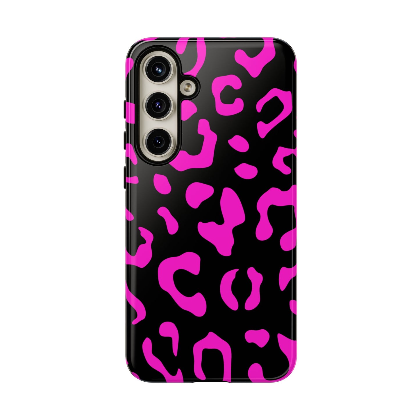 Black and Pink Leopard Print Phone Case - for Apple, Samsung, and Google Phones