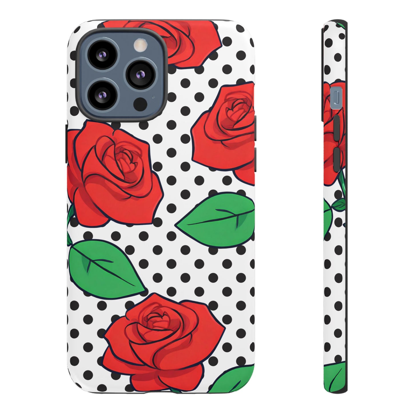 Polka Dot and Roses Phone Case - for Apple, Samsung, and Google Phones