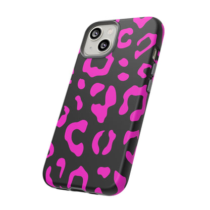 Black and Pink Leopard Print Phone Case - for Apple, Samsung, and Google Phones