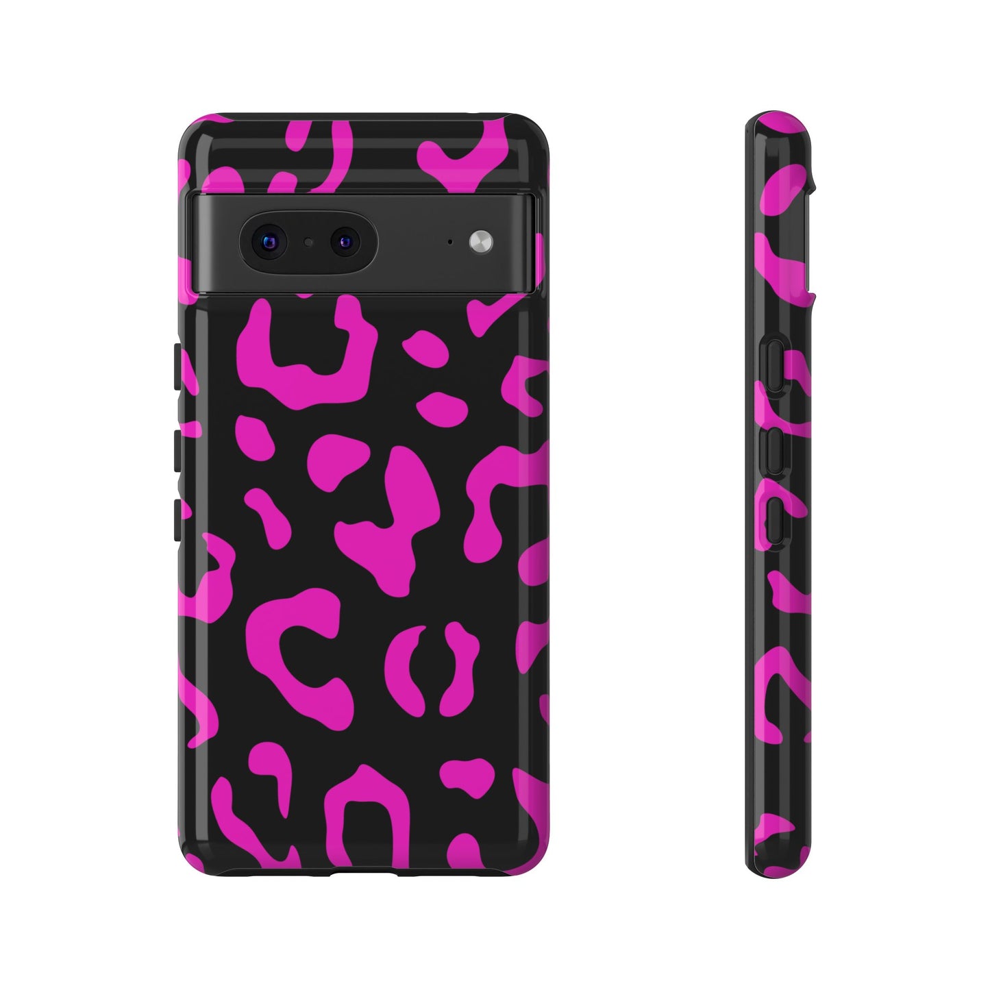 Black and Pink Leopard Print Phone Case - for Apple, Samsung, and Google Phones