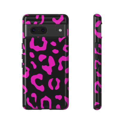 Black and Pink Leopard Print Phone Case - for Apple, Samsung, and Google Phones