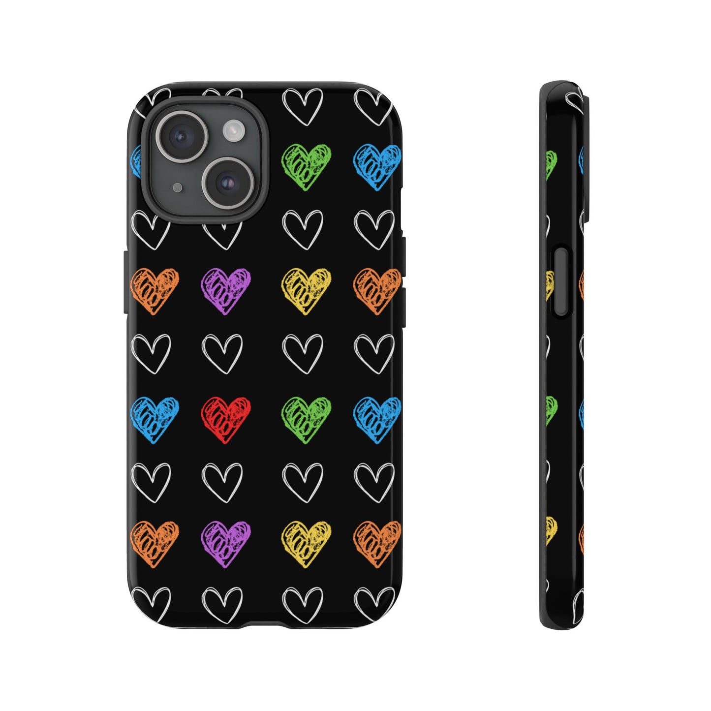 Colored Hearts Phone Case - for Apple, Samsung, and Google Phones