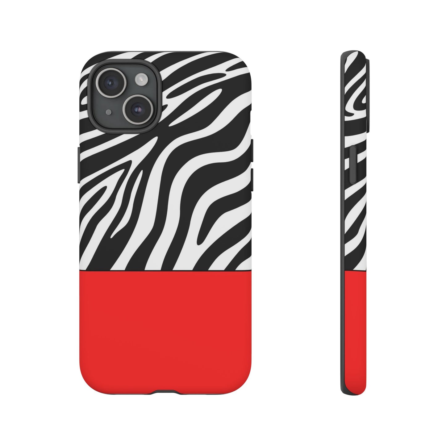 Zebra Print with Red Color Block Phone Case - for Apple, Samsung, and Google Phones