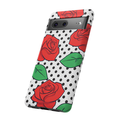 Polka Dot and Roses Phone Case - for Apple, Samsung, and Google Phones