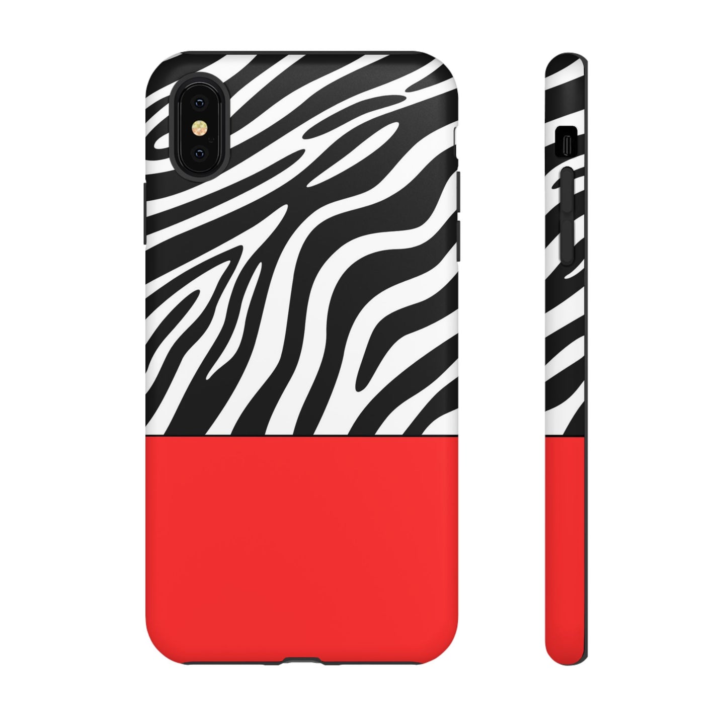 Zebra Print with Red Color Block Phone Case - for Apple, Samsung, and Google Phones