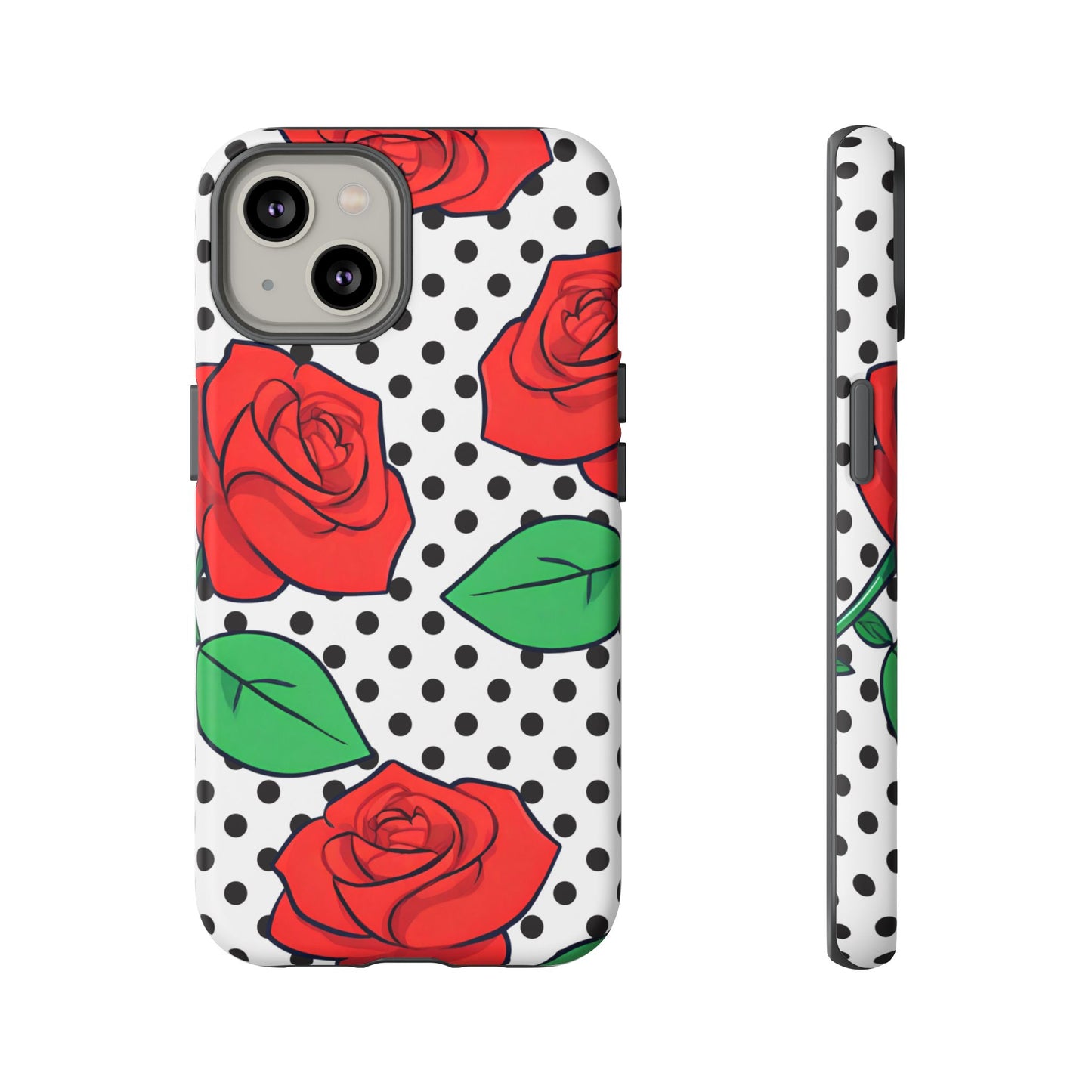 Polka Dot and Roses Phone Case - for Apple, Samsung, and Google Phones