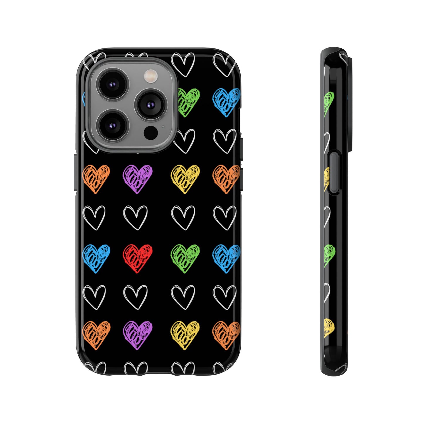 Colored Hearts Phone Case - for Apple, Samsung, and Google Phones