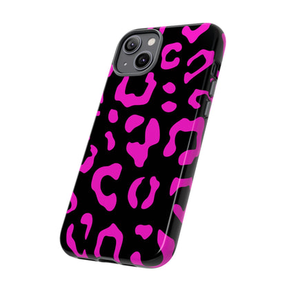 Black and Pink Leopard Print Phone Case - for Apple, Samsung, and Google Phones