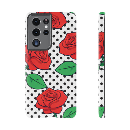 Polka Dot and Roses Phone Case - for Apple, Samsung, and Google Phones