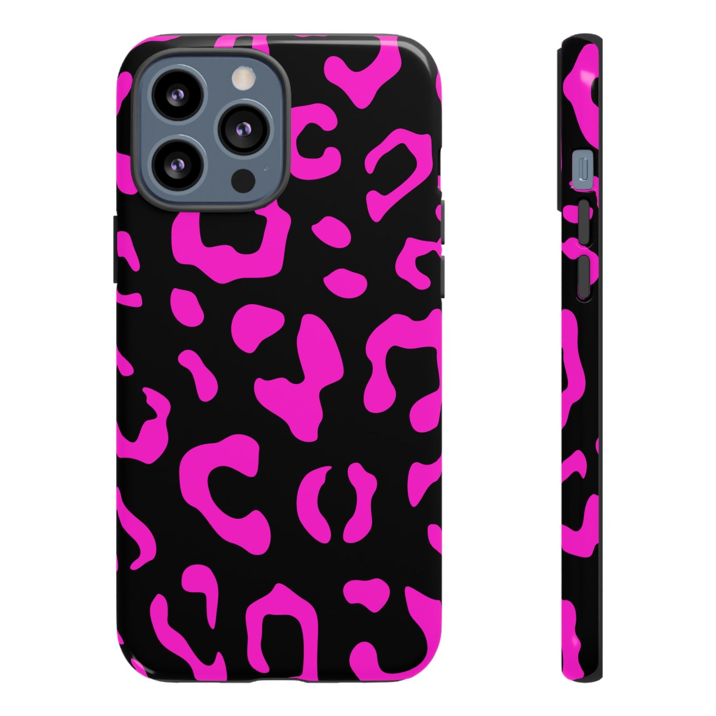 Black and Pink Leopard Print Phone Case - for Apple, Samsung, and Google Phones