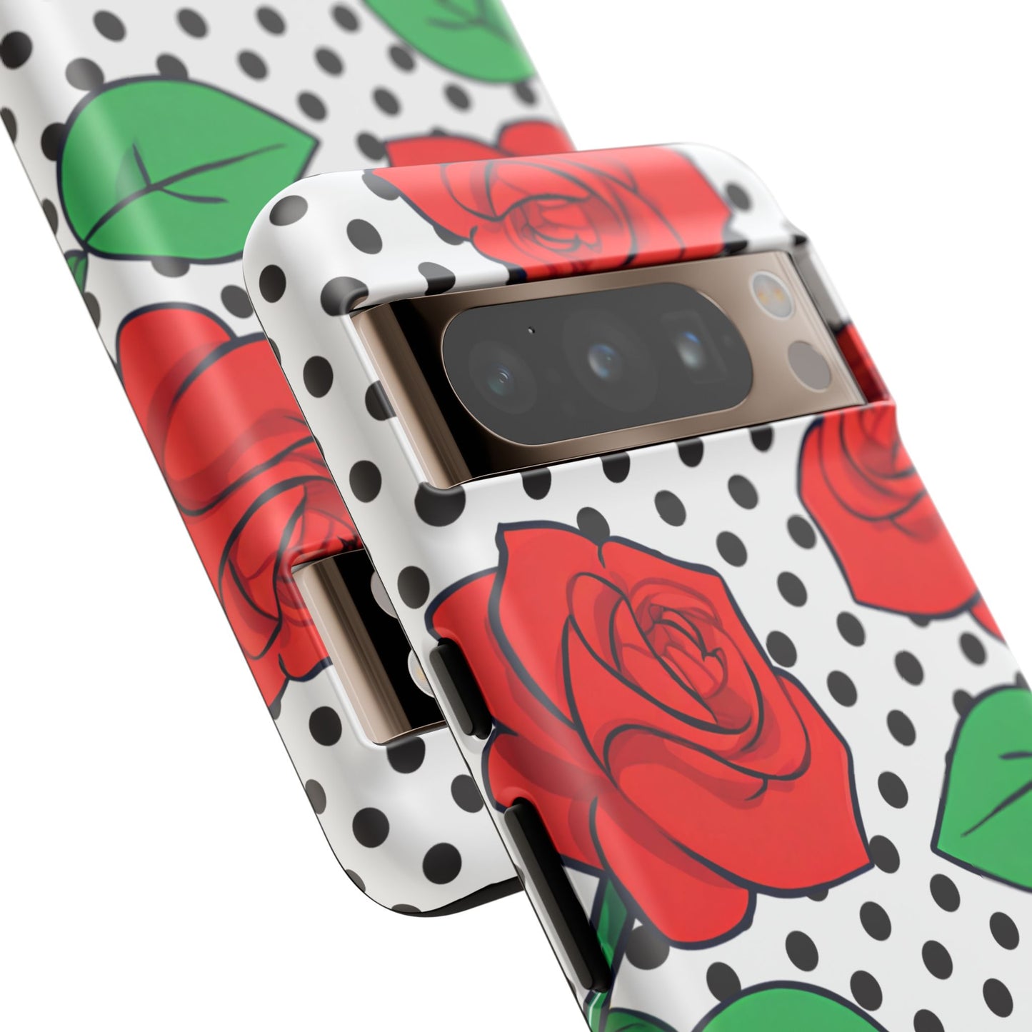 Polka Dot and Roses Phone Case - for Apple, Samsung, and Google Phones