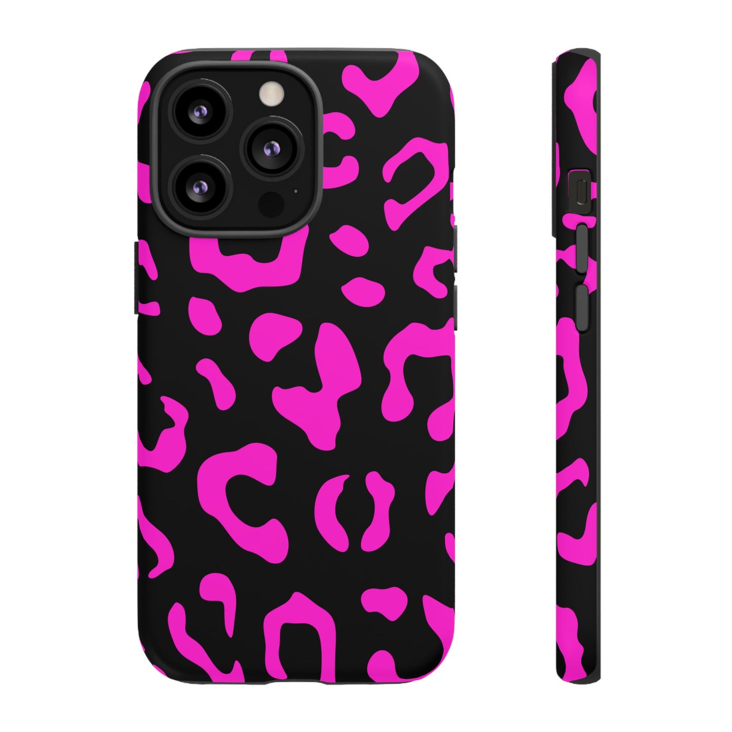 Black and Pink Leopard Print Phone Case - for Apple, Samsung, and Google Phones