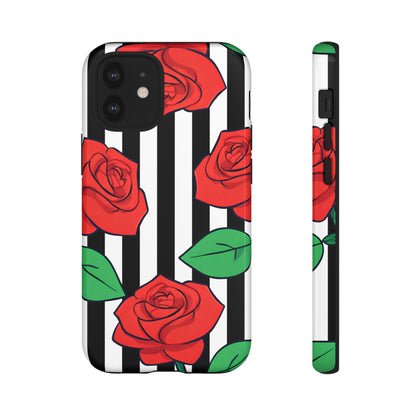 Stripes and Roses Phone Case - for Apple, Samsung, and Google Phones