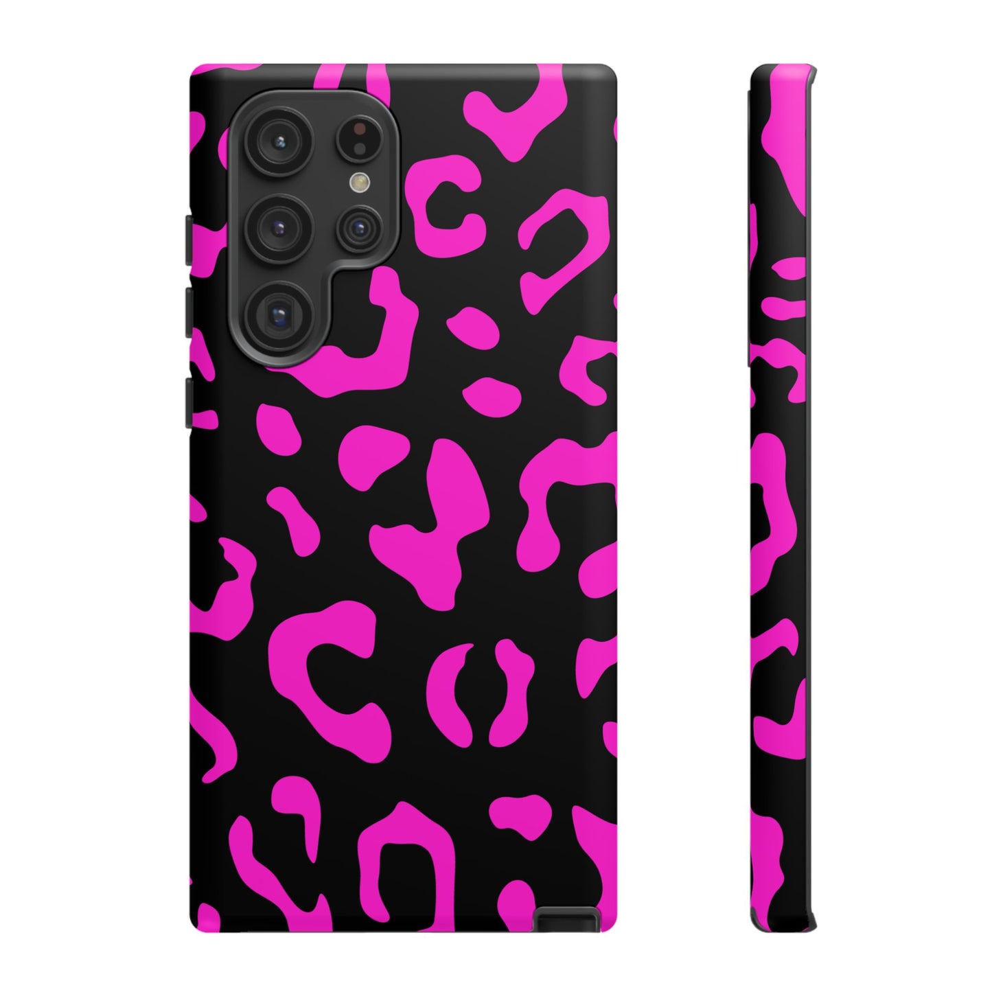 Black and Pink Leopard Print Phone Case - for Apple, Samsung, and Google Phones