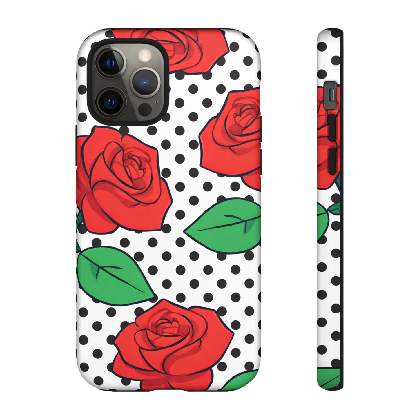 Polka Dot and Roses Phone Case - for Apple, Samsung, and Google Phones