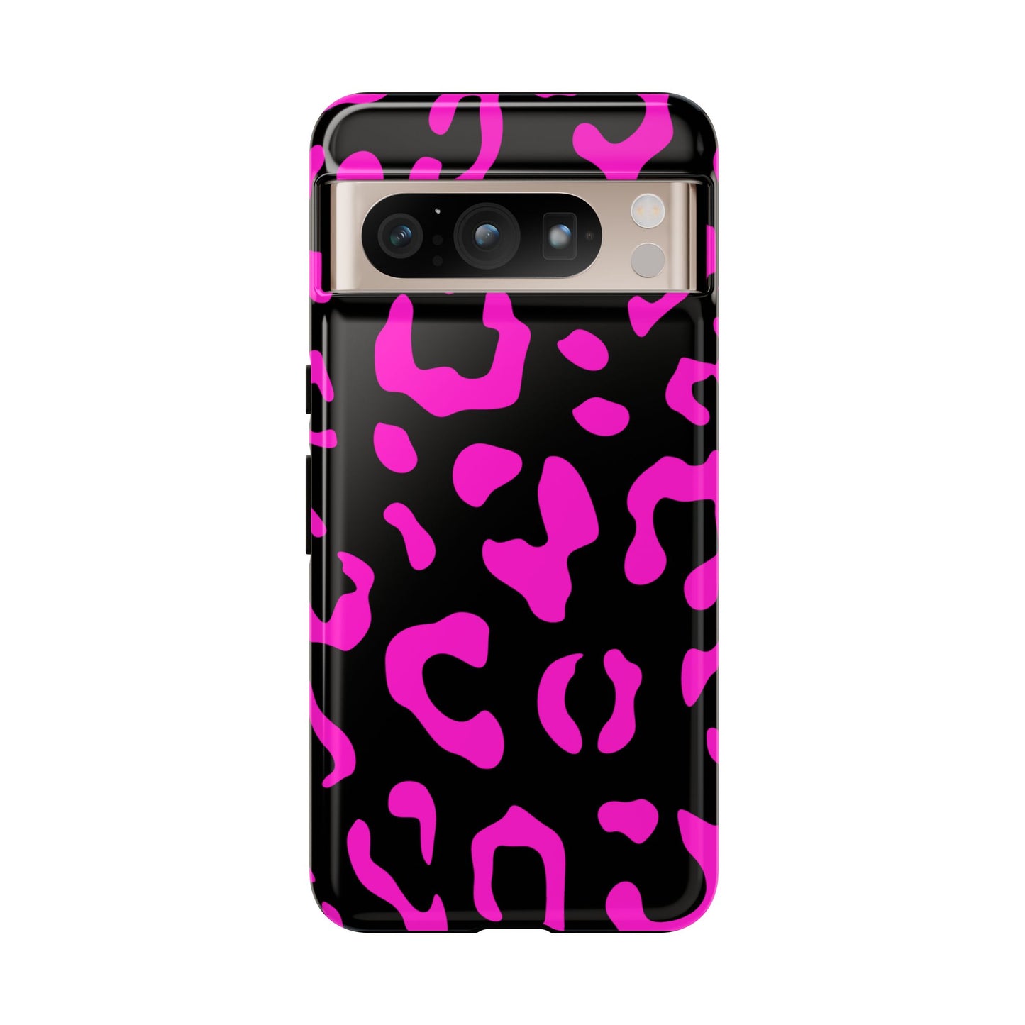 Black and Pink Leopard Print Phone Case - for Apple, Samsung, and Google Phones