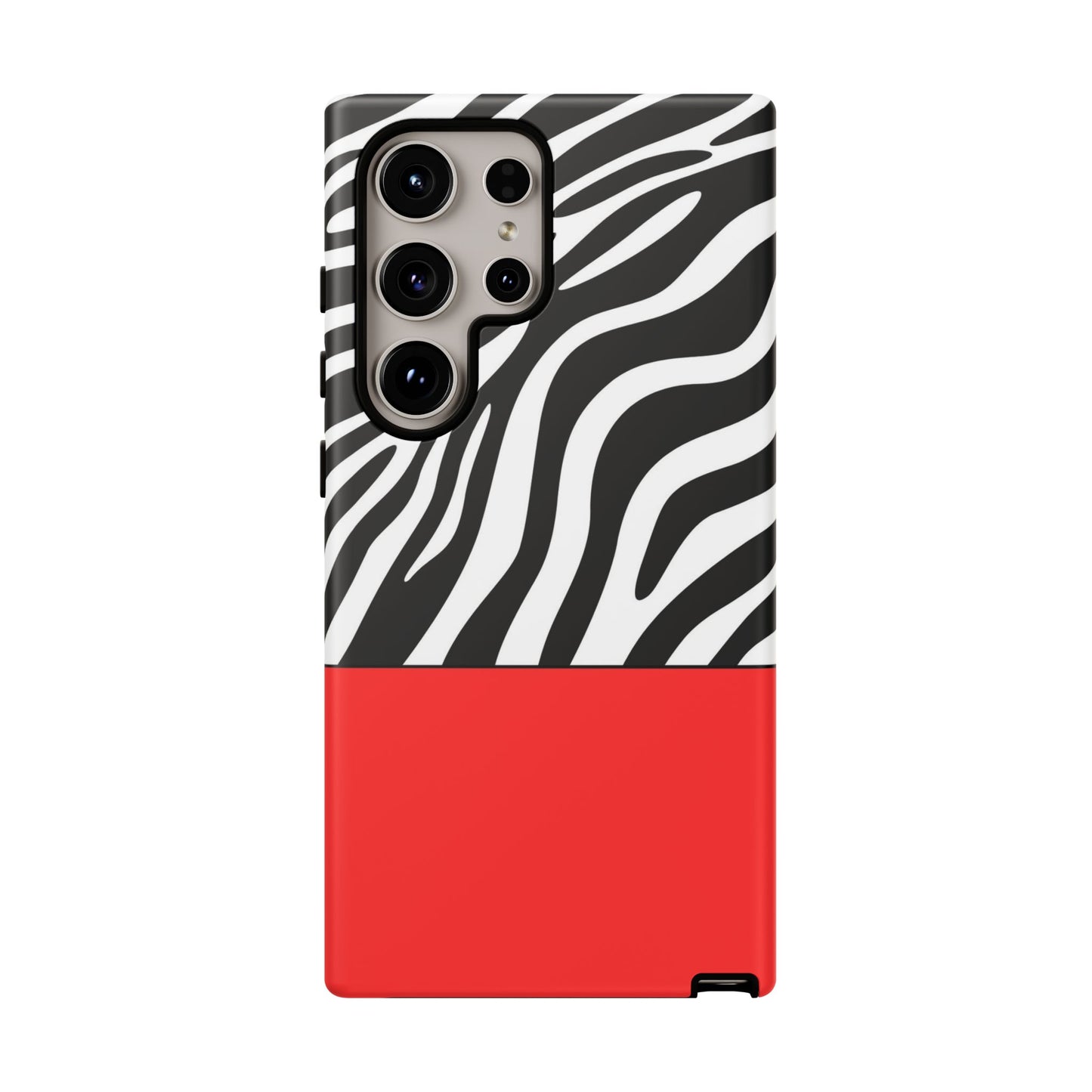 Zebra Print with Red Color Block Phone Case - for Apple, Samsung, and Google Phones