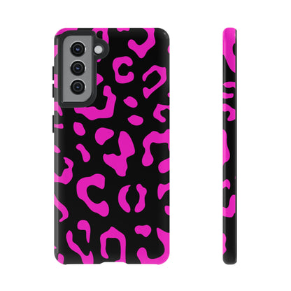 Black and Pink Leopard Print Phone Case - for Apple, Samsung, and Google Phones