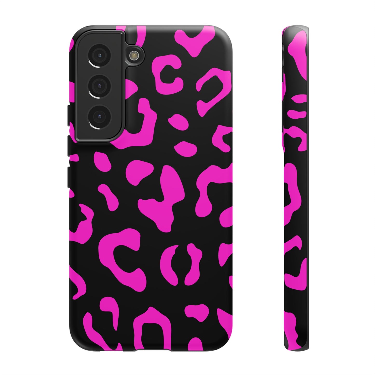 Black and Pink Leopard Print Phone Case - for Apple, Samsung, and Google Phones