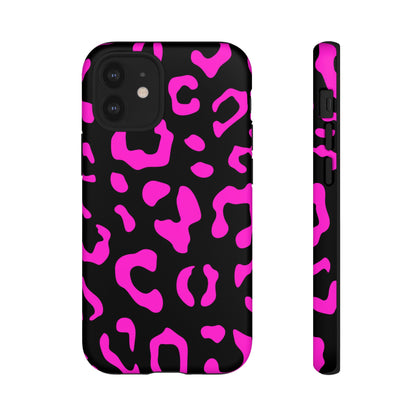 Black and Pink Leopard Print Phone Case - for Apple, Samsung, and Google Phones