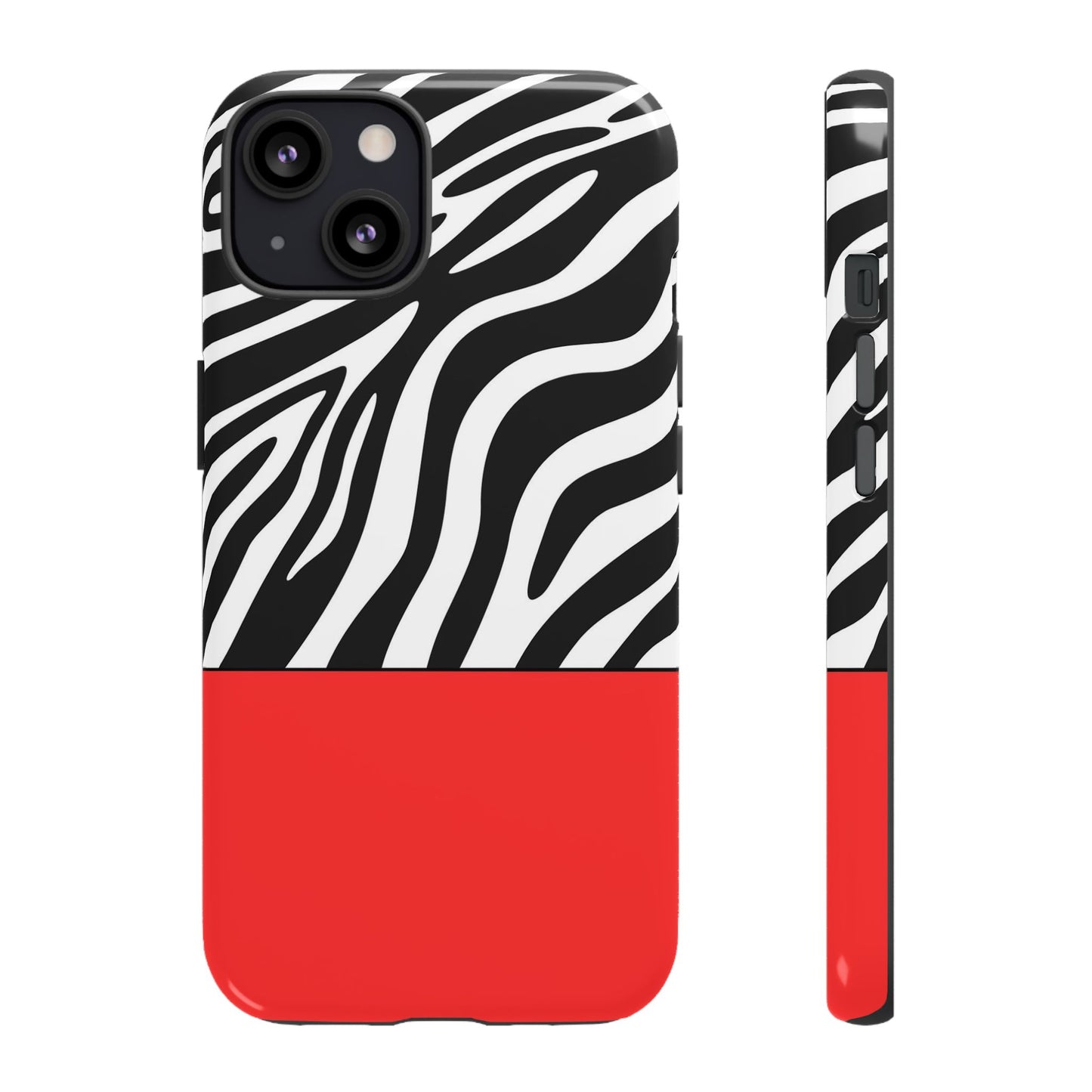 Zebra Print with Red Color Block Phone Case - for Apple, Samsung, and Google Phones